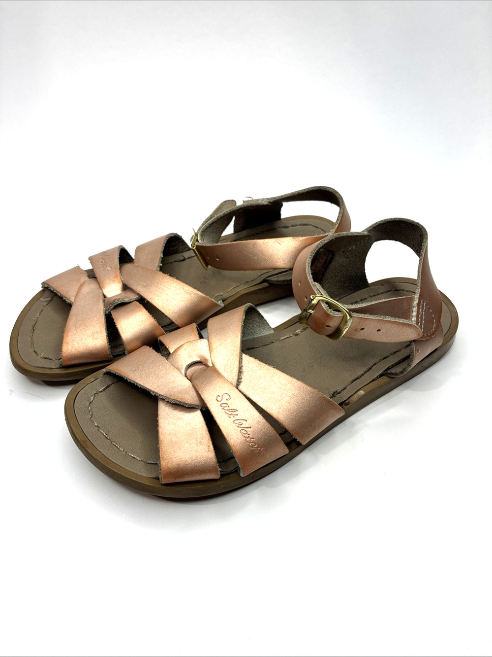Salt-Water Original Rose Gold Leather Fisherman Sandals Kids US 13